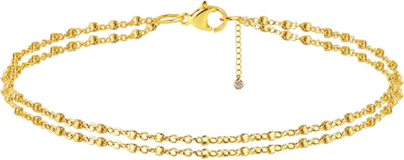 Rotnso Anklets for Women 14K Gold Silver Plated Ankle Bracelets Trendy Waterproof Boho Anklets Set Adjustable Dainty Cute Diamond Beaded Heart Non Tarnish Summer Beach Jewelry Gift - Image 1